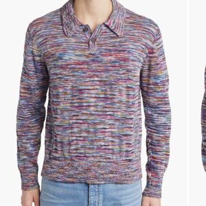 NWT $365 Corridor NYC Moonscape Space Dye Knit Polo Jumper Sweater Size Large